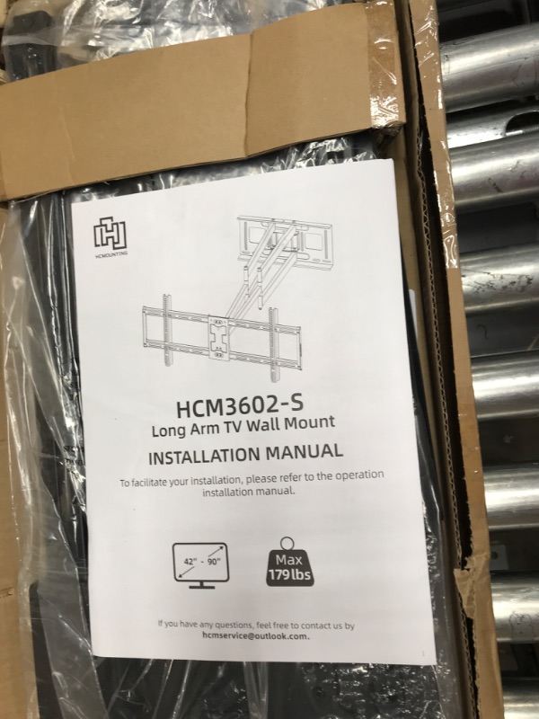 Photo 3 of HCMOUNTING Heavy Duty Long Dual Arm TV Wall Mount Holds up to 179 lbs, Swivel and Tilt TV Mount with 40.9" Extended Articulating Arms for Most 42-90 inch TVs, VESA 800x400mm, Fits 16''-18'' Wood Studs