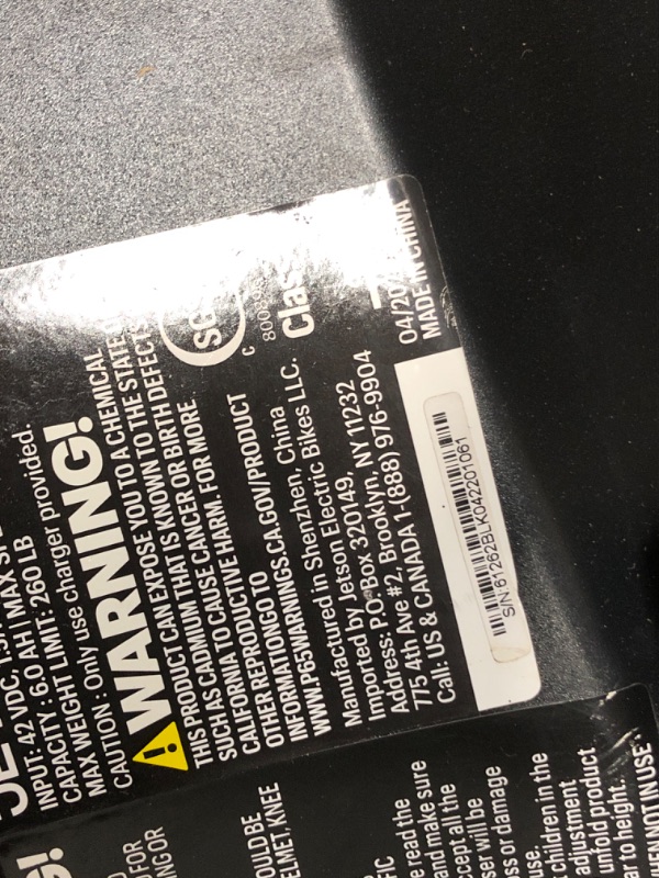 Photo 5 of [FOR PARTS, READ NOTES]
Jetson LX10 Folding Electric Bike, Includes Easy Folding Mechanism,250 Watt Motor, Top Speed of 15.5 mph, Twist Throttle,10" Wheels Onyx NONREFUNDABLE