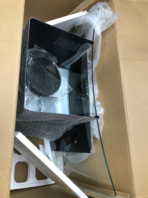 Photo 1 of 36" Range Hood, GASLAND Chef GR36BP Curved Glass Wall Mount Range Hood Black, 3 Speed 450 CFM Ducted Kitchen Hood with LED Lights, Push Button Control, Convertible Chimney, Aluminum Filter 36 inch Black