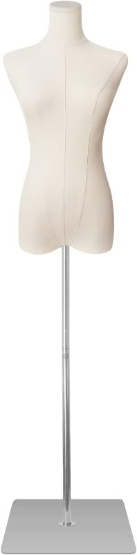 Photo 1 of 
SHAREWIN Dress Form Mannequin Body Female Beige Linen Fabric Manikin Torso with Detachable Adjustable Height 50”-70” High Slim Body Stability Silver Metal Stand
Size:Silver