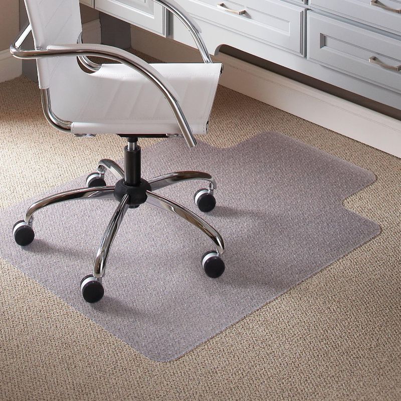 Photo 1 of Carpet Chair Mats for Low Pile, 45-Inch by 53-Inch with Lip, Clear Vinyl Lip (25 x 12) 45" x 53" Crystal Edge