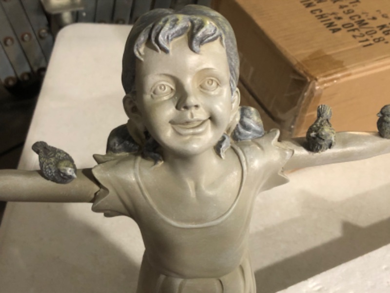 Photo 3 of **DAMAGE****
Design Toscano Girl Outdoor Garden Statue, Medium, 18 Inch, Two Tone Stone