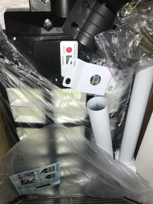 Photo 3 of ***Parts Only***wudor 2 Pack 1200W Solar Street Lights Outdoor , 1,152 LED Ultra Bright Waterproof Street Light, 120,000LM White Light Dusk to Dawn, with Motion Sensor and Remote Control, for Parking Lots, etc.