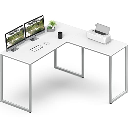 Photo 1 of SHW 48-Inch Mission L-Shaped Home Computer Desk, White
