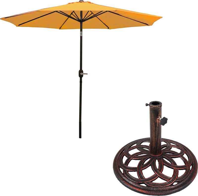 Photo 1 of * Umbrella Only * Sunnydaze 9-Foot Gold Aluminum and Polyester Patio Umbrella with Push-Button Tilt and Crank
