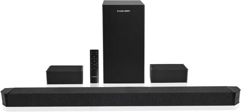 Photo 1 of ***see notes***RAINEVERRY 5.1.2 Premium Sound Bar with Dolby Atmos, Surround Sound System for TV, Wireless Subwoofer, Home Theater Surround Sound System, Bluetooth 5.1, Work with 4K & HD TVs| HDMI & Optical
