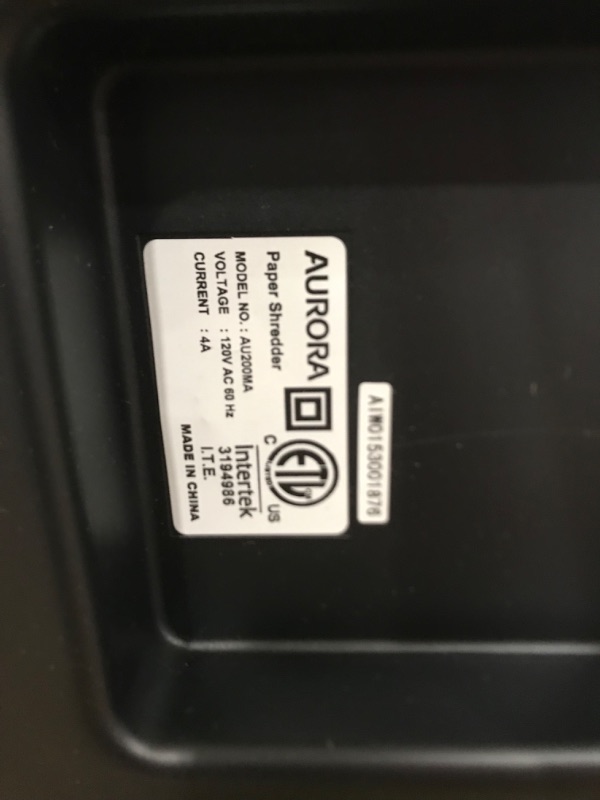 Photo 2 of Aurora Commercial Grade 200-Sheet Auto Feed High Security Micro-Cut Paper Shredder/ 60 Minutes/Security Level P-5
