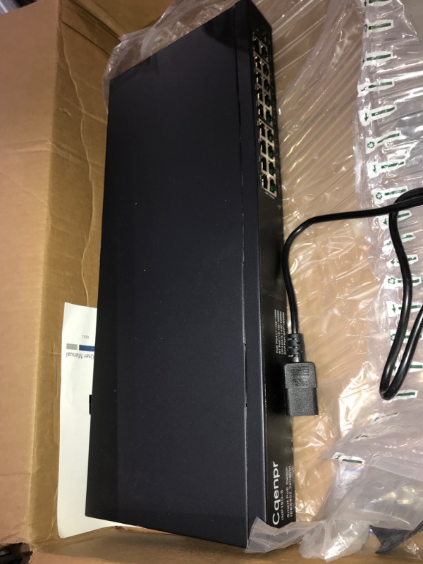 Photo 2 of Cqenpr 19 Port PoE Switch, 16X10/100M Port PoE, 2 Gigabit Uplink, 1 SFP Slot, Unmanaged, Desktop/Rack-Mount, Plug&Play, 300W, 802.3af/at/bt, Metal case, PoE++60W High Power Output. 19×gigabit poe switch