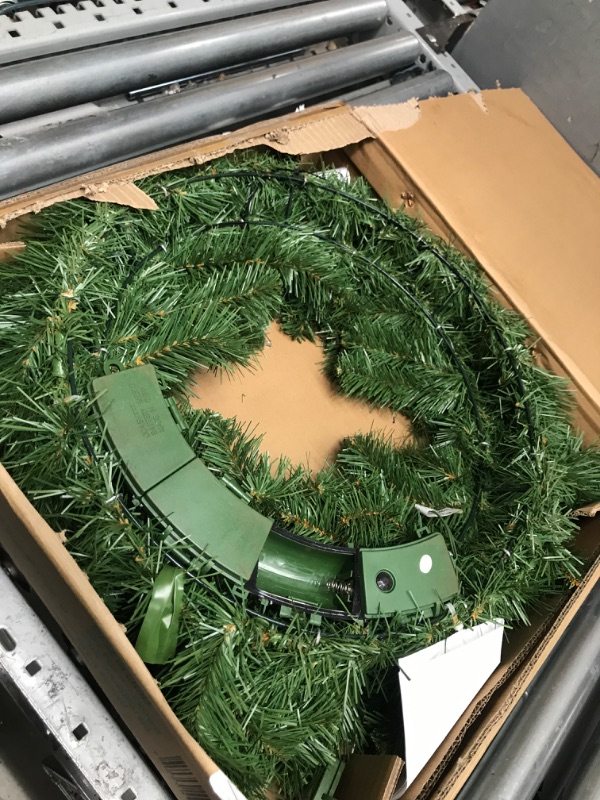 Photo 2 of ***see notes***National Tree Company Pre-Lit Artificial Christmas Wreath, Green, North Valley Spruce, White Lights, Christmas Collection, 24 Inches