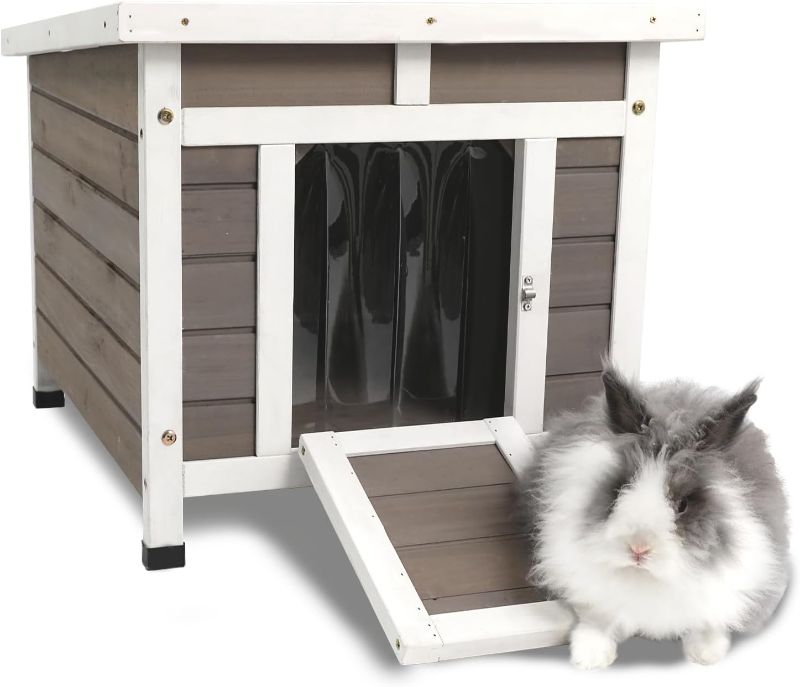 Photo 1 of  20" L Rabbit Hutch with Ramp Wooden Bunny cage Rabbit Cat Hutch Outdoor Weatherproof cat House Small Pet House and Habitats