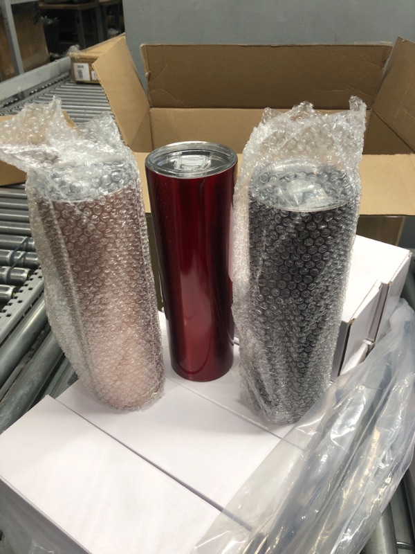 Photo 1 of 20 Pack Straight Skinny Tumblers Bulk 30 oz Stainless Steel Double Wall Vacuum Insulated Mugs with Straw Coffee Tumbler Portable Skinny Travel Tumbler for Hot Cold Drinks DIY Gift
