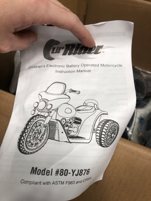 Photo 1 of ***Parts Only Non Refundable***Lil' Rider 80-YJ876B Ride on Toy, 3 Wheel Mini Motorcycle for Kids, Black
