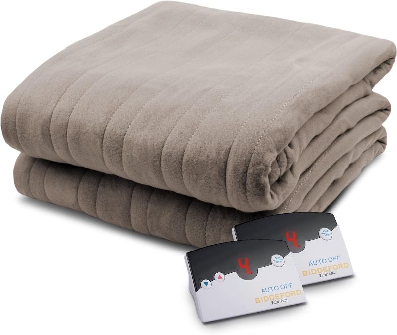 Photo 1 of * Single Unit * Biddeford Blankets Comfort Knit Heated Blanket with Therapeutic Heat Settings, Machine Washable, Safety Tested & Approved - Perfect for Warm, Cozy Nights, Digital Controller, Queen, Fawn

