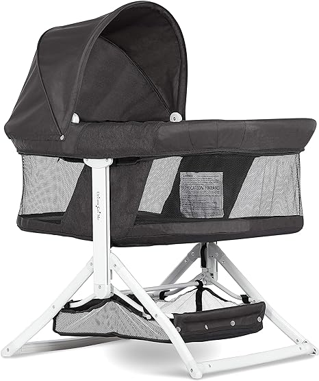 Photo 1 of Dream On Me 2-in-1 Convertible Insta Fold Bassinet and Cradle in Black, Lightweight, Portable and Easy to Fold Baby Bassinet, Adjustable Canopy, Breathable Mesh Sides, JPMA Certified
