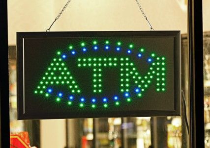 Photo 1 of **NOTES** Choice 19" x 10" LED Rectangular Blue and Green ATM Sign with Two Display Modes

