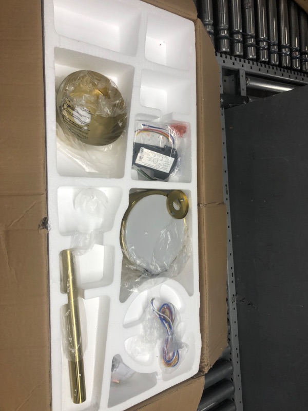 Photo 1 of WINGBO 64 Inch DC Ceiling Fan with Lights and Remote Control, 5 Reversible Carved Wood Blades, 6-Speed Noiseless DC Motor, Modern Ceiling Fan in Brass Finish with White Blades, ETL Listed 64" DC ceiling fan with light White