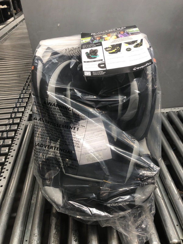 Photo 1 of Evenflo Revolve360 Slim 2-in-1 Rotational Car Seat with Quick Clean Cover (Salem Black) Revolve Slim Quick Clean Cover Salem Black