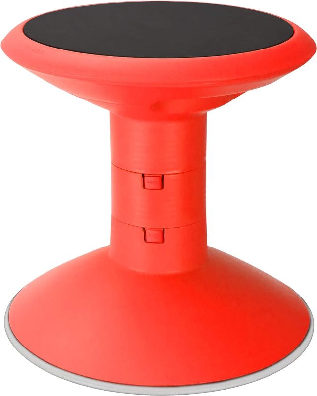 Photo 1 of Storex Wiggle Stool – Active Flexible Seating for Classroom and Home Study, Adjustable 12-18 Inch Height, red 18-inch