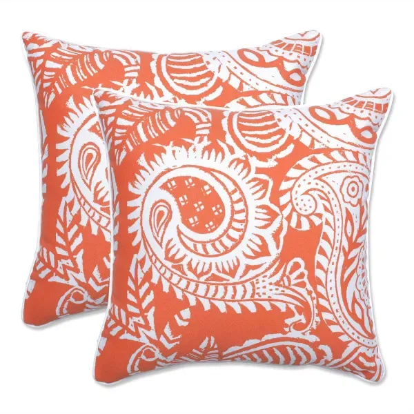 Photo 1 of 16.5"x16.5" Pillow Perfect 2pc Square Throw Pillow Set Indoor/Outdoor Addie Terracotta
