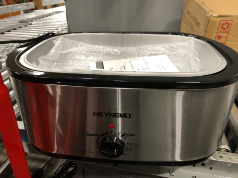 Photo 2 of 22 Quart Electric Roaster Oven, Roaster Oven, Turkey Roaster Electric, Electric Roaster, Selfbasting Lid, Removable Pan, Full-Range Temperature Control Cool-Touch Handles, Silver Body, Black Lid