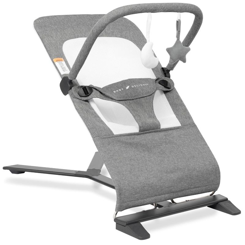 Photo 1 of **MINOR SCRATCHES ON ITEM**
Baby Delight Alpine Deluxe Portable Bouncer, Infant, 0 – 6 months, Charcoal Tweed