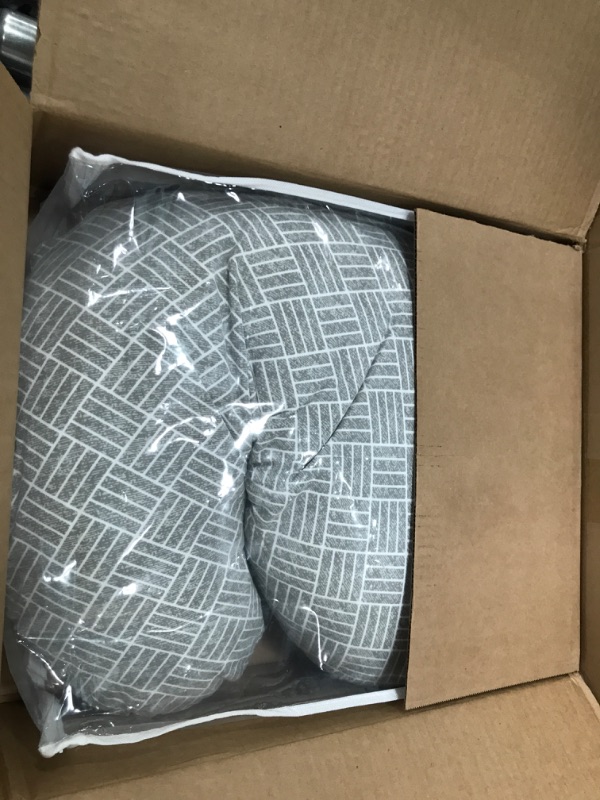 Photo 2 of Boppy Cuddle Pregnancy Pillow with Removable, Breathable Cover | Gray Basket Weave | Plush Contoured Support | Prenatal and Postnatal Positioning