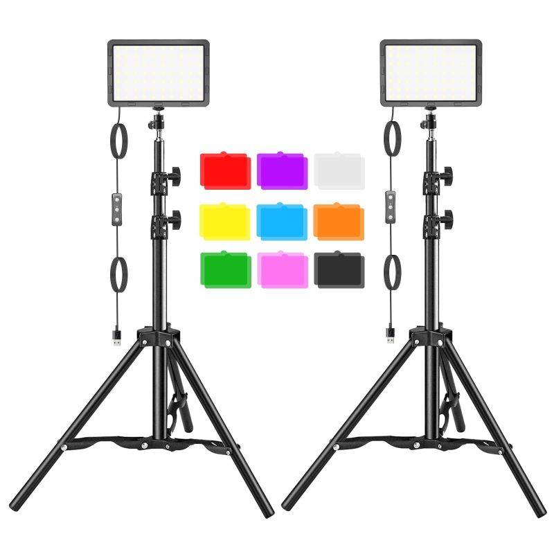 Photo 1 of LED Video Light Kit 2Pcs Hagibis Studio Lights 9 Color Filters
