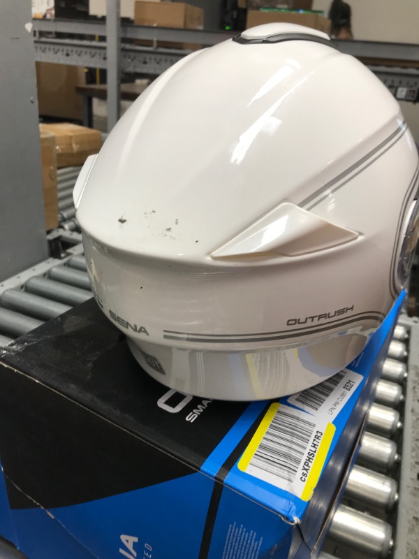 Photo 1 of Sena Outrush Bluetooth Modular Motorcycle Helmet with Intercom System X-Large Outrush Gloss White
