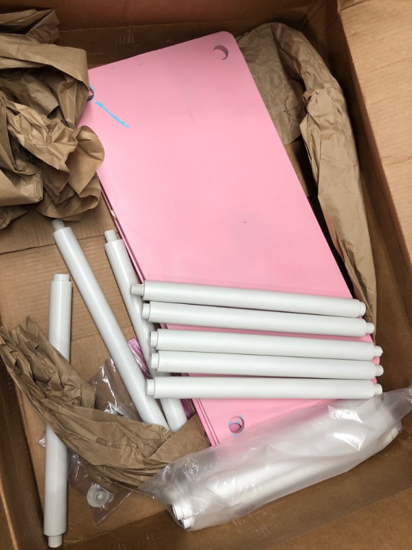 Photo 4 of * used * incomplete * 
Furinno Turn-N-Tube 4-Tier Multipurpose Shelf Display Rack, Round Tubes, Pink/White 