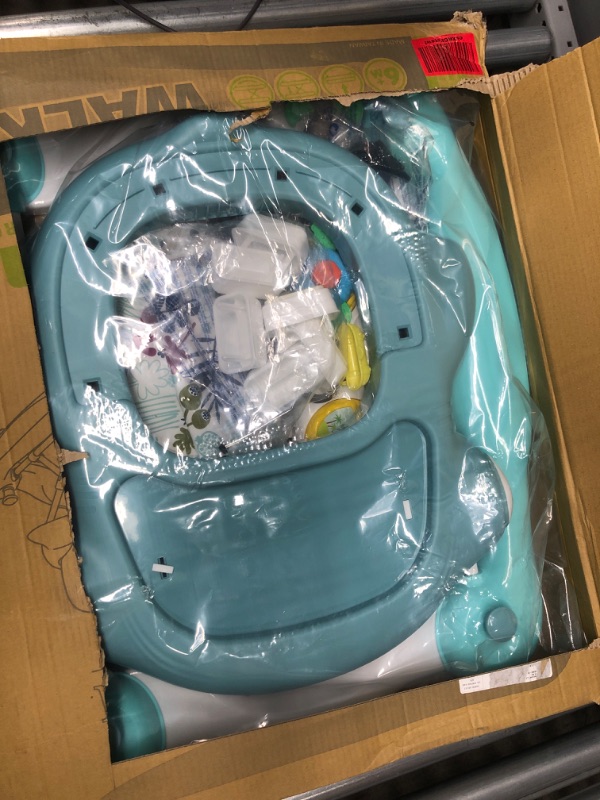 Photo 1 of Dream on Me 2-in-1 Aloha Fun Activity Baby Walker in Blue, Easily Convertible Baby Walker, Adjustable Three Position Height Settings, Fun Activity Center, Easy to Fold and Store Walker Blue