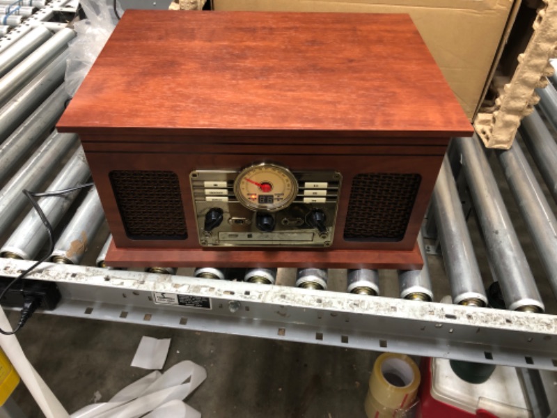 Photo 1 of Victrola Nostalgic 6-in-1 Bluetooth Record Player & Multimedia Center with Built-in Speakers - 3-Speed Turntable, CD & Cassette Player, FM Radio | Wireless Music Streaming | Mahogany Mahogany Entertainment CenterB00NQL8Z16
