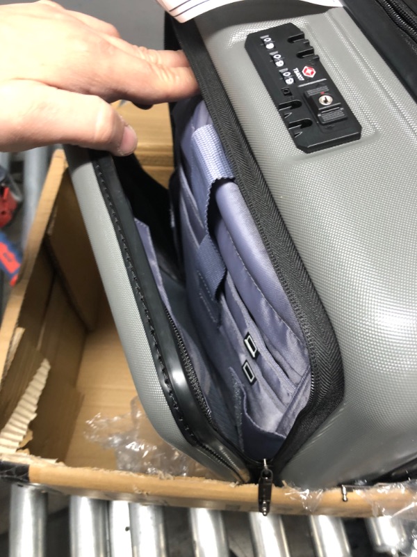 Photo 1 of COOLIFE Luggage Suitcase Piece Set Carry On ABS+PC Spinner Trolley with pocket Compartmnet Weekend Bag (Titanium gray