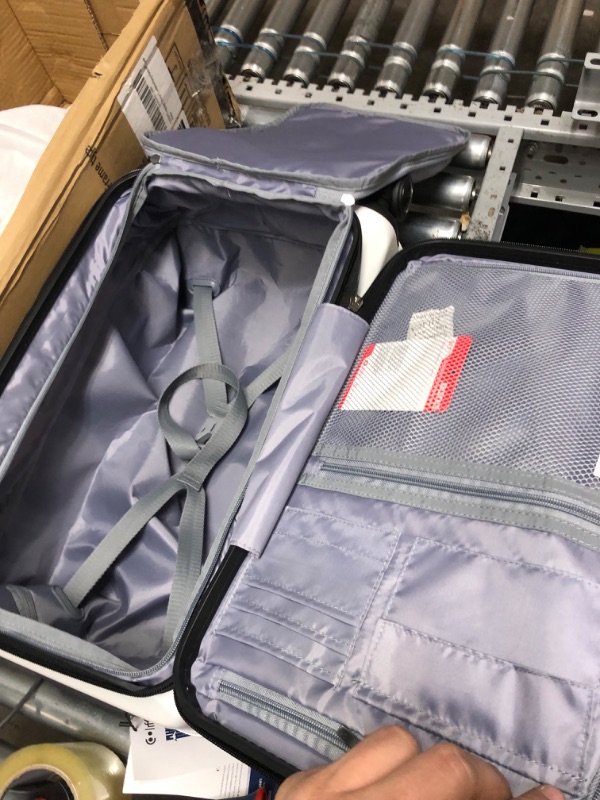 Photo 3 of THIS IS ONLY ONE SUITCASE
Coolife Luggage 2 Piece Luggage Set Carry On Spinner Suitcase with Pocket Compartment Weekend Bag Hardside Trunk (snow white_Aluminium Frame type, 20in(carry on)) snow white_Aluminium Frame type 20in(carry on)