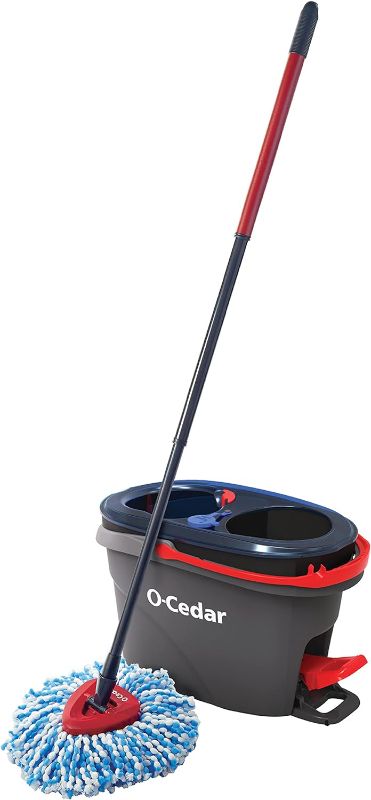 Photo 1 of **MISSING HEAD OF MOP***
O-Cedar EasyWring RinseClean Microfiber Spin Mop & Bucket Floor Cleaning System with 3 Extra Refills, Grey
