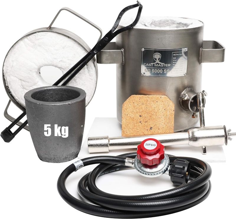 Photo 1 of 
USA Cast Master 5-6 KG DELUXE KIT Propane Furnace with Crucible and Tongs Kiln Smelting Gold Silver Copper Scrap Metal Recycle 5KG KILOGRAM
Size:5kg Large Capacity GG-5000