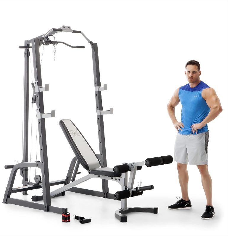 Photo 1 of (PARTS ONLY)Marcy Pro Deluxe Cage System with Weightlifting Bench All-in-One Home Gym Equipment PM-5108,Black/Silver
