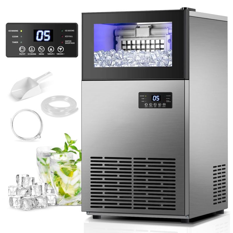 Photo 1 of Commercial Ice Maker 130 LBS/24H, Upgraded 15" Wide Under Counter Ice Maker with 35LBS Ice Capacity, Commercial Ice Machine Self Clean Stainless Steel Built-in or Freestanding Large Ice Machine
