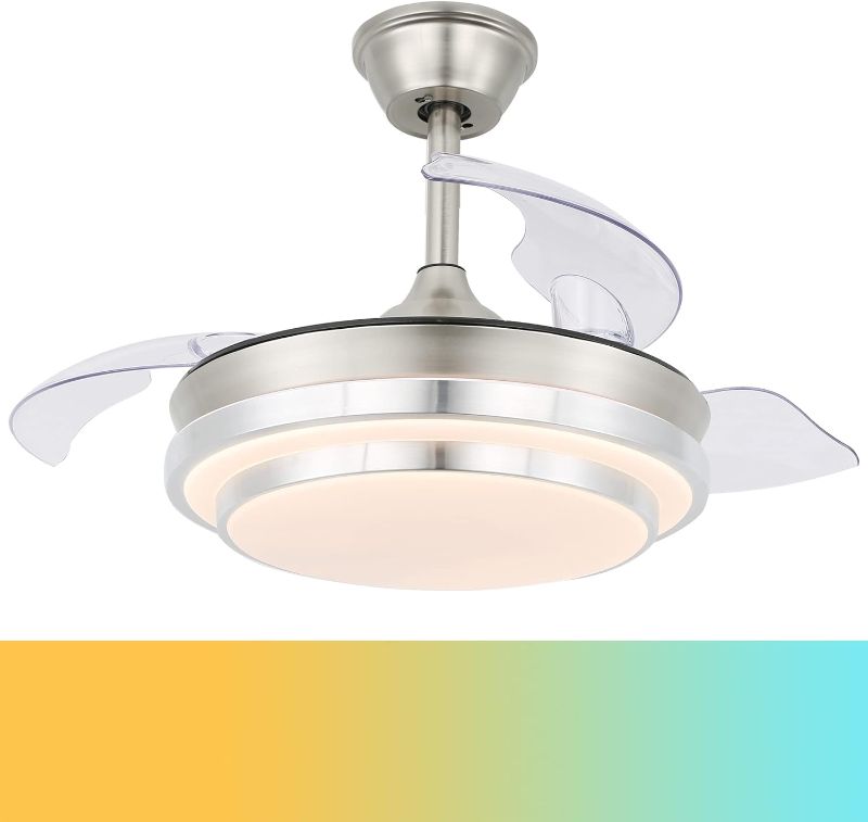 Photo 1 of Bella Depot Retractable Ceiling Fan with Lights and Remote, 36" Light, Fans 3 Color Change, Timing Options, Silent Noiseless for Dining Room Bedroom Living
