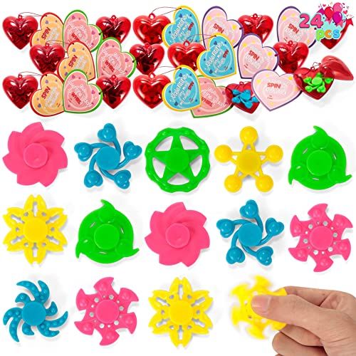 Photo 1 of 24 Pack Valentines Day Pre Filled Hearts with Valentine Cards Filled with Spinner for Kids Party Favor Classroom Exchange Prizes Valentine’s Greet
