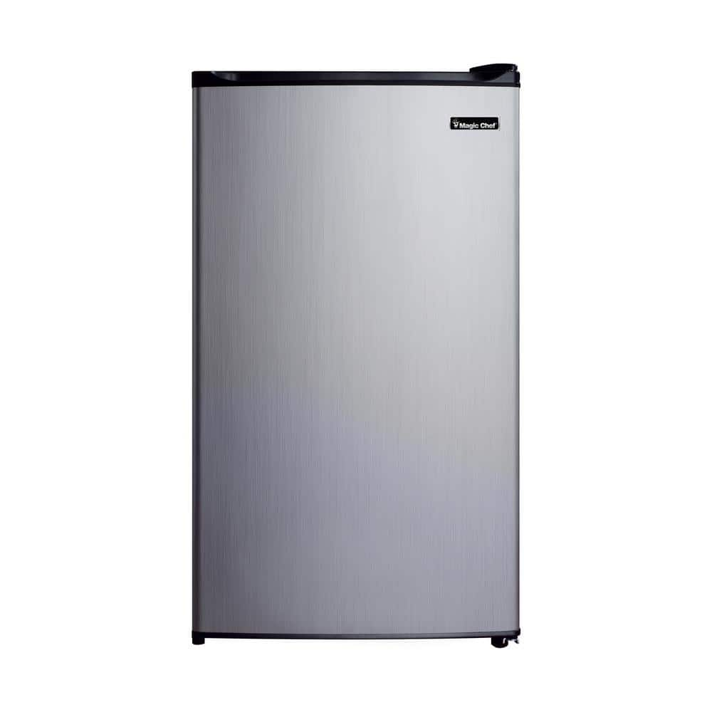 Photo 1 of Magic Chef 3.2 Cu. Ft. Mini Fridge in Stainless Steel Without Freezer, Stainless Steel Look
