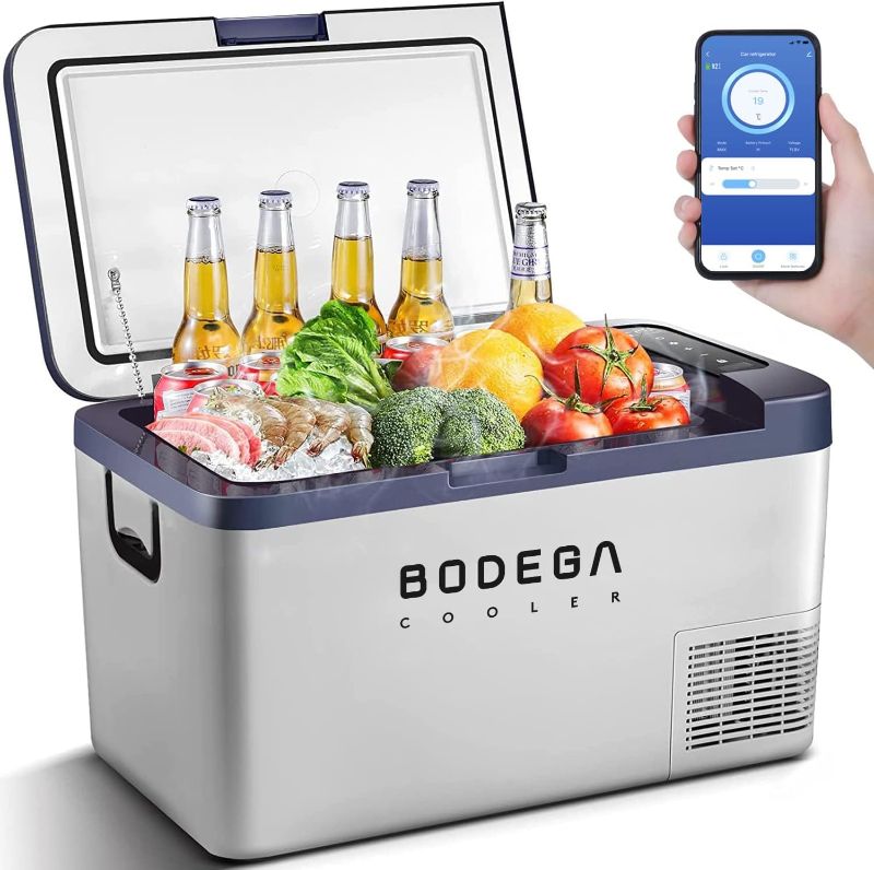 Photo 1 of BODEGACOOLER 12 Volt Car Refrigerator, 21 Quart (25L) Car Fridge Portable Freezer (-4?-68?), Electric Cooler for Vehicles Truck RV Camping Travel Home Use -12/24V DC & 100V-240V AC, WIFI APP Control
