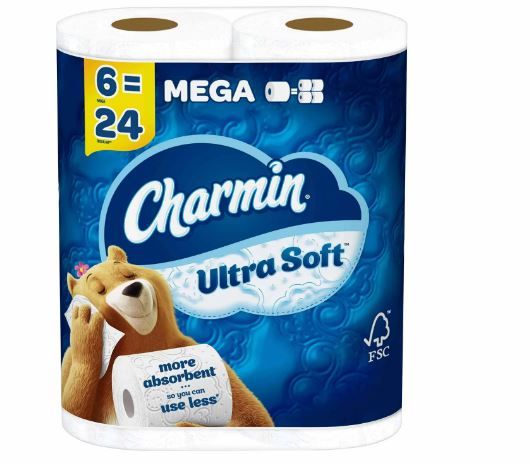 Photo 1 of **NOTES** Charmin Ultra Soft Toilet Paper, 6 Mega Rolls
