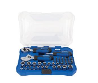 Photo 1 of **NOTES** Kobalt 46-Piece Standard (SAE) and Metric Polished Chrome Mechanics Tool Set with Hard Case
