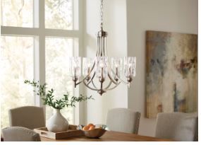 Photo 1 of **NOTES** allen + roth Latchbury 5-Light Brushed Nickel Traditional Dry Rated Chandelier
