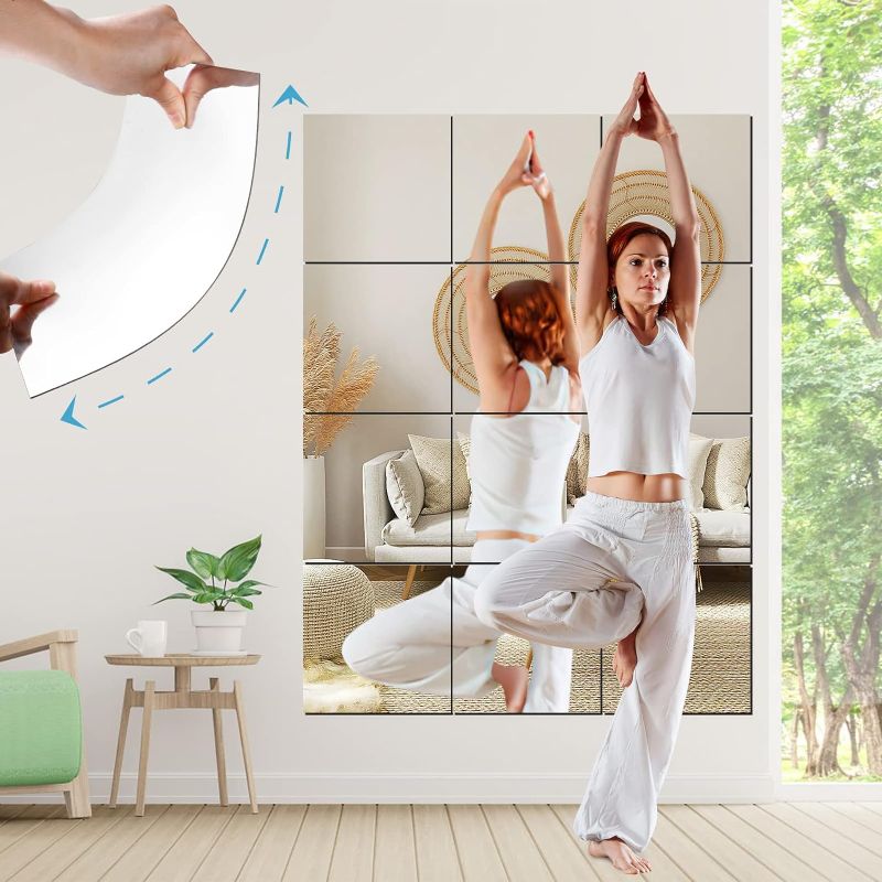 Photo 1 of 24 pieces SLDIYWOW Wall Mirror Full Length,12"x 12" x 4 Pcs Shatterproof Mirrors for Wall, Safety Unbreakable Mirror Great for Baby Kids Toddler, Full Body Mirror Tiles for Bedroom, Home Gym, Living Room