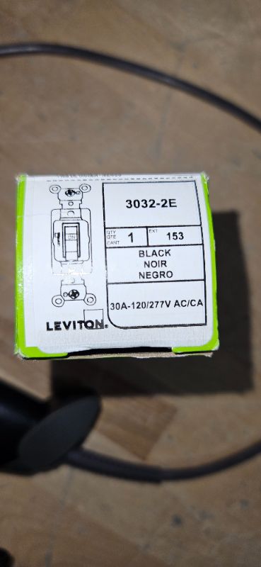 Photo 1 of Leviton 3032-2W 30 Amp, 120/277 Volt, Toggle Double-Pole AC Quiet Switch, Extra Heavy Duty Spec Grade, Self Grounding, Back and Side Wired, White
