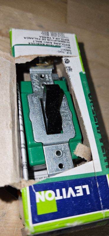 Photo 1 of Leviton 3032-2W 30 Amp, 120/277 Volt, Toggle Double-Pole AC Quiet Switch, Extra Heavy Duty Spec Grade, Self Grounding, Back and Side Wired, White
