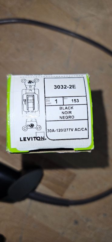 Photo 3 of Leviton 3032-2W 30 Amp, 120/277 Volt, Toggle Double-Pole AC Quiet Switch, Extra Heavy Duty Spec Grade, Self Grounding, Back and Side Wired, White
