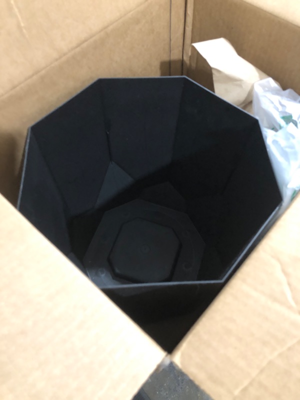 Photo 2 of Bloem Tuxton Modern Hexagon Small Planter: 10" - Black - Matte Finish, Durable Resin, Modern Design, Optional Drainage Holes, for Indoor and Outdoor Use, Gardening, 2.7 Gallon Capacity