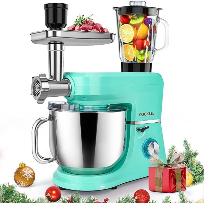 Photo 1 of (SEE NOTES) COOKLEE 6-IN-1 Stand Mixer, 8.5 Qt. Multifunctional Electric Kitchen Mixer Stand Mixer with 9 Accessories for Most Home Cooks, SM-1507BM (Mojito Blue)
 
